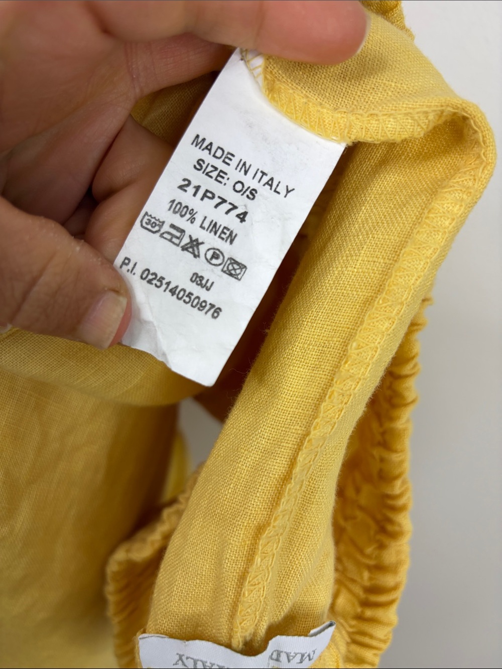 Linen Pants Womens One Size Medium Yellow Wide Leg Side Split Made in Italy - Picture 11 of 12